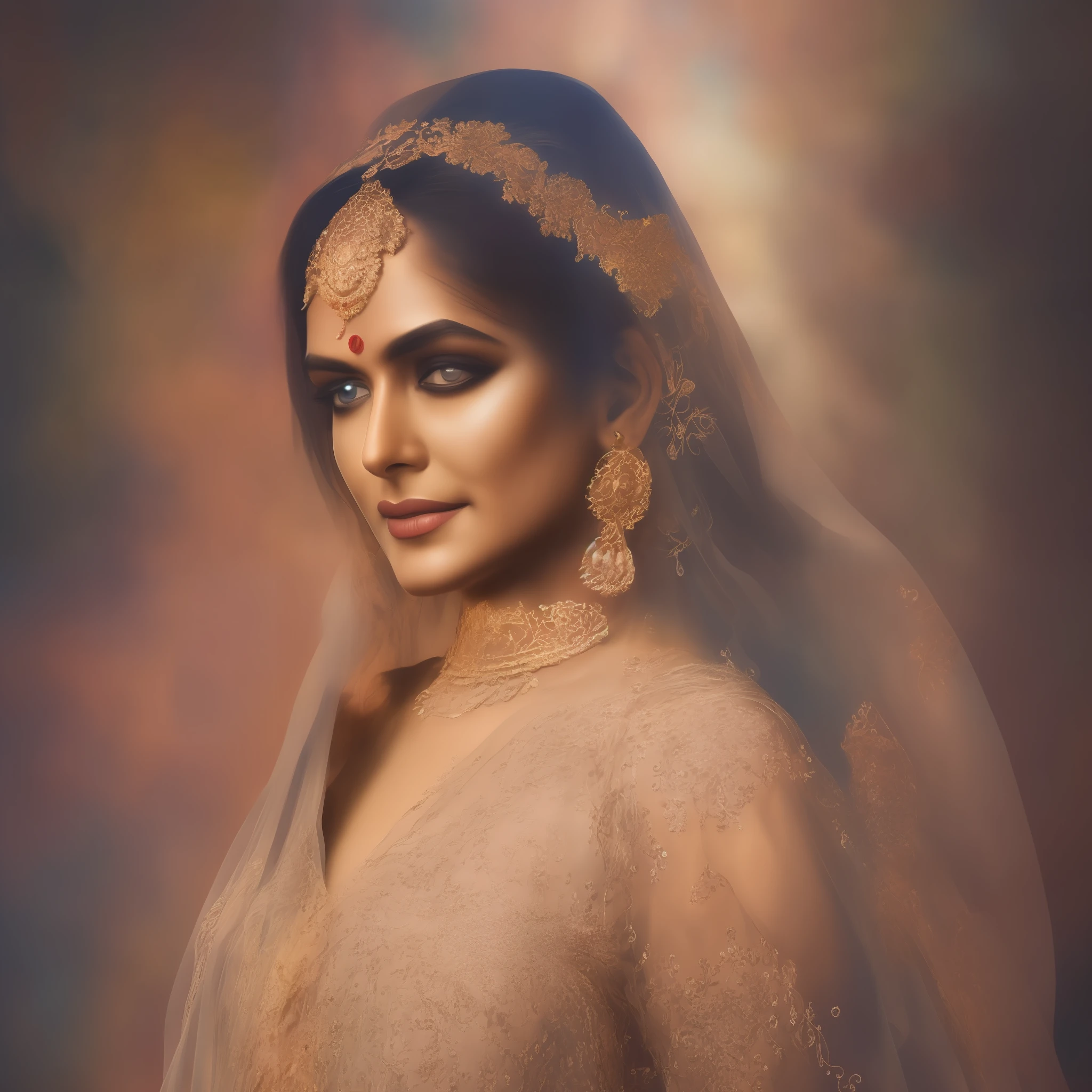 Atriz indiana de Bollywood no estilo de Alexandr Averin, sonhadores, ciano escuro e vermelho, Eu não posso acreditar como isso é lindo, atmosfera serena, Luz etérea, épico realista, ilustrado por herg, estilo de Alois Arnegger, caneta e tinta,Arte de Greg Rutkowski e Artgerm, luz cinematográfica suave,HDR, Intrincado, Altamente detalhado, (profundidade de campo:1.4), desaparecido, (cores neutras:1.2), (HDR:1.4), (cores suaves:1.2), hiperdetalhado, (estação de arte:1.4), cinematic, luzes quentes, Luz dramática, (Intrincado details:1.1), fundo complexo, (rutkowski:0.66), (verde-azulado e laranja:0.4), (Intrincado details:1.12), HDR, (Intrincado details, hiperdetalhado:1.15) (textura da pele:1.2)