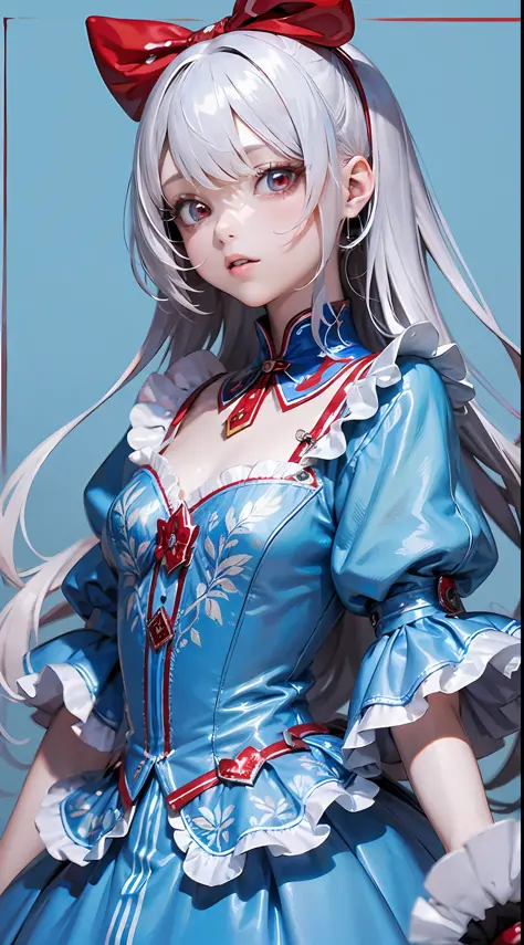 (Ultra Detailed,Ultra High Definition,Detailed Background),((2D)),((Flat Color)),((Colorful)),Alice in Wonderland, Silver Hair, ...