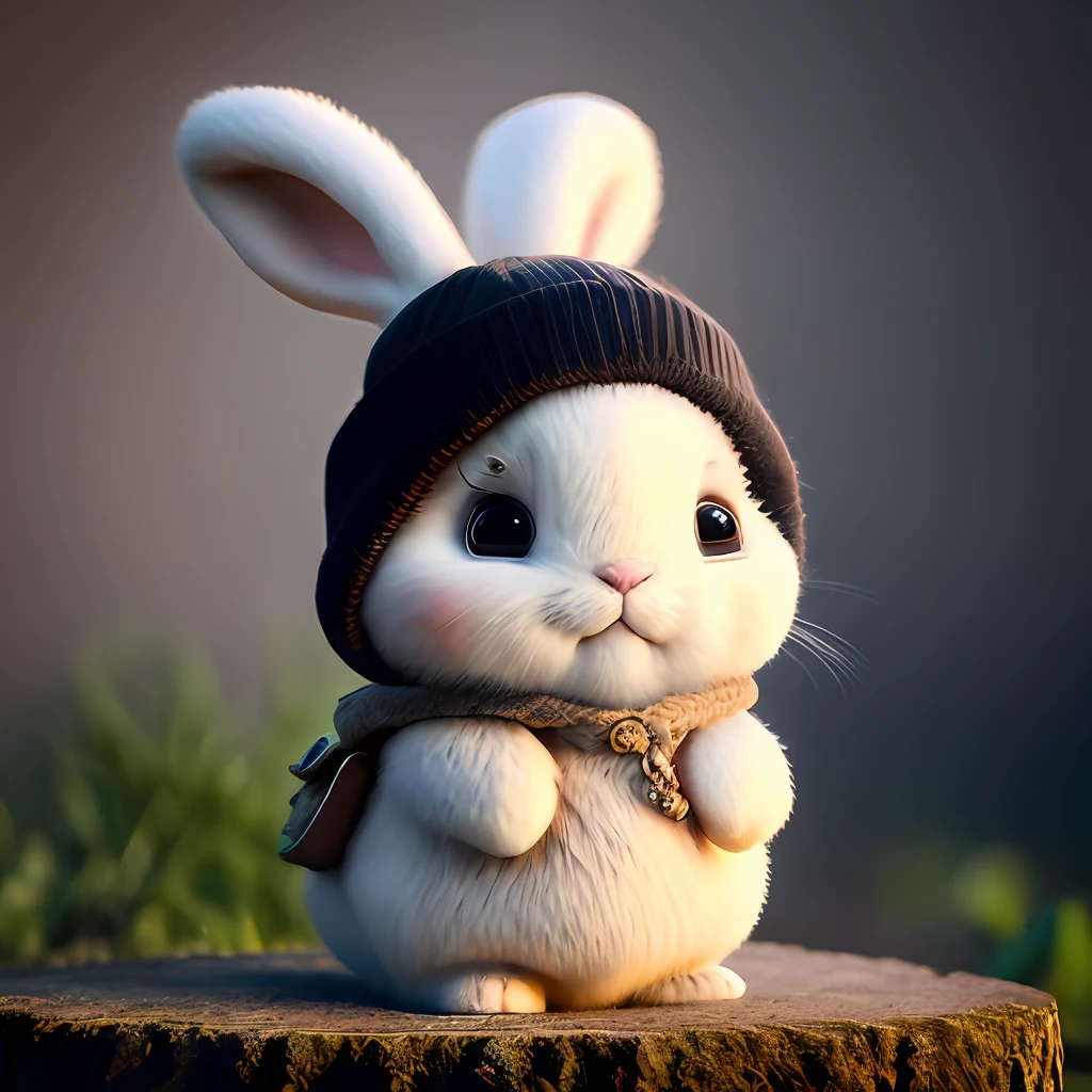 bunny, blur, bunny, flower, nature, no_humans, depth of field, to8contrast style, DARK_Glam, wearing DRK_Glam, deep shadows, (dark: 1.4), (8k, RAW photo, best quality, masterpiece: 1.2)