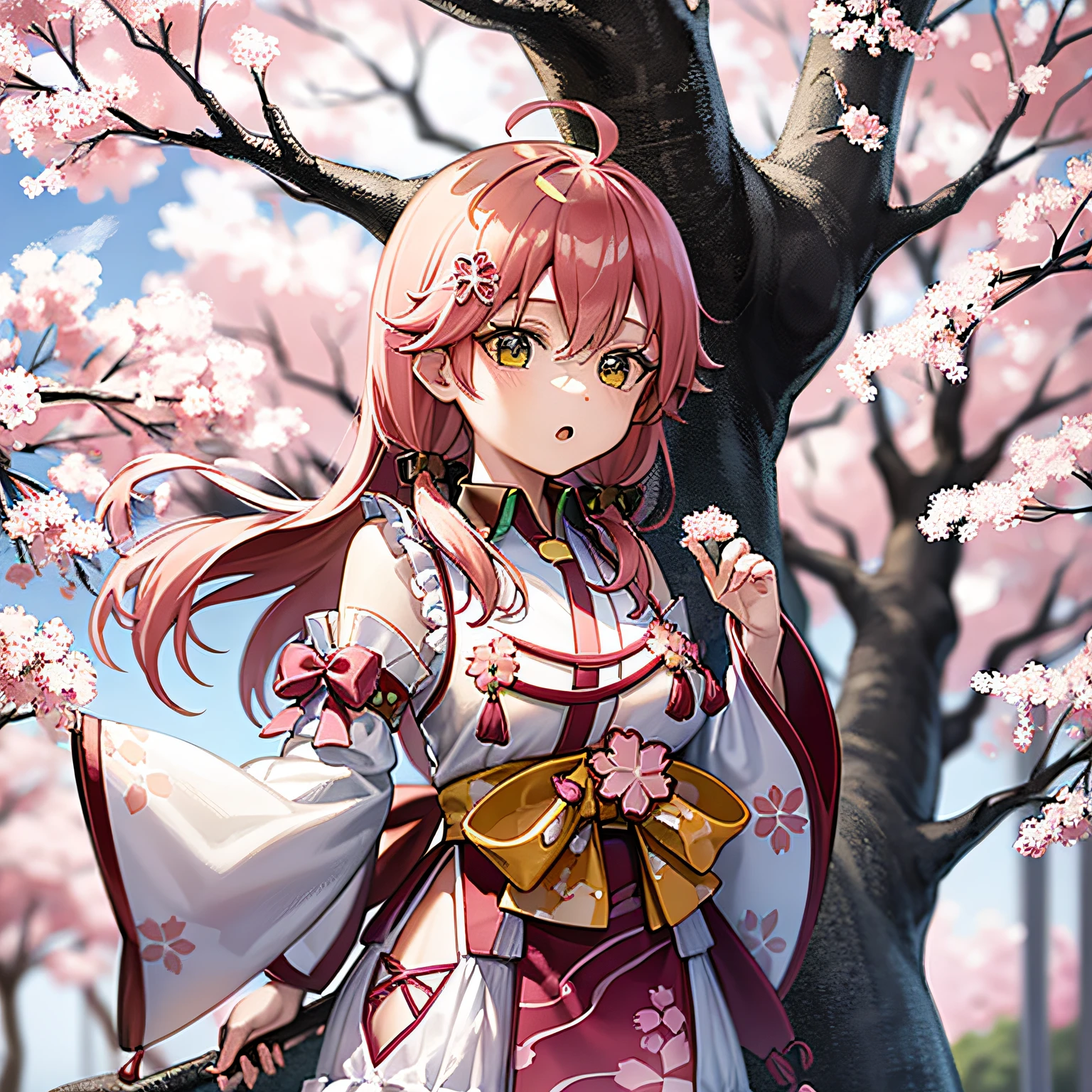 sakura miko, cherry blossom tree in background