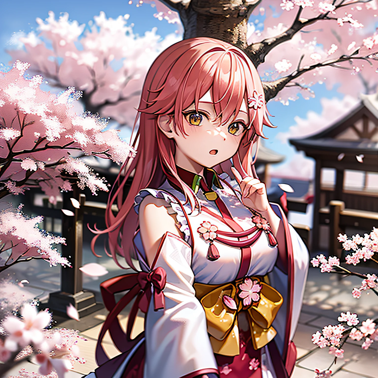 sakura miko, cherry blossom tree in background