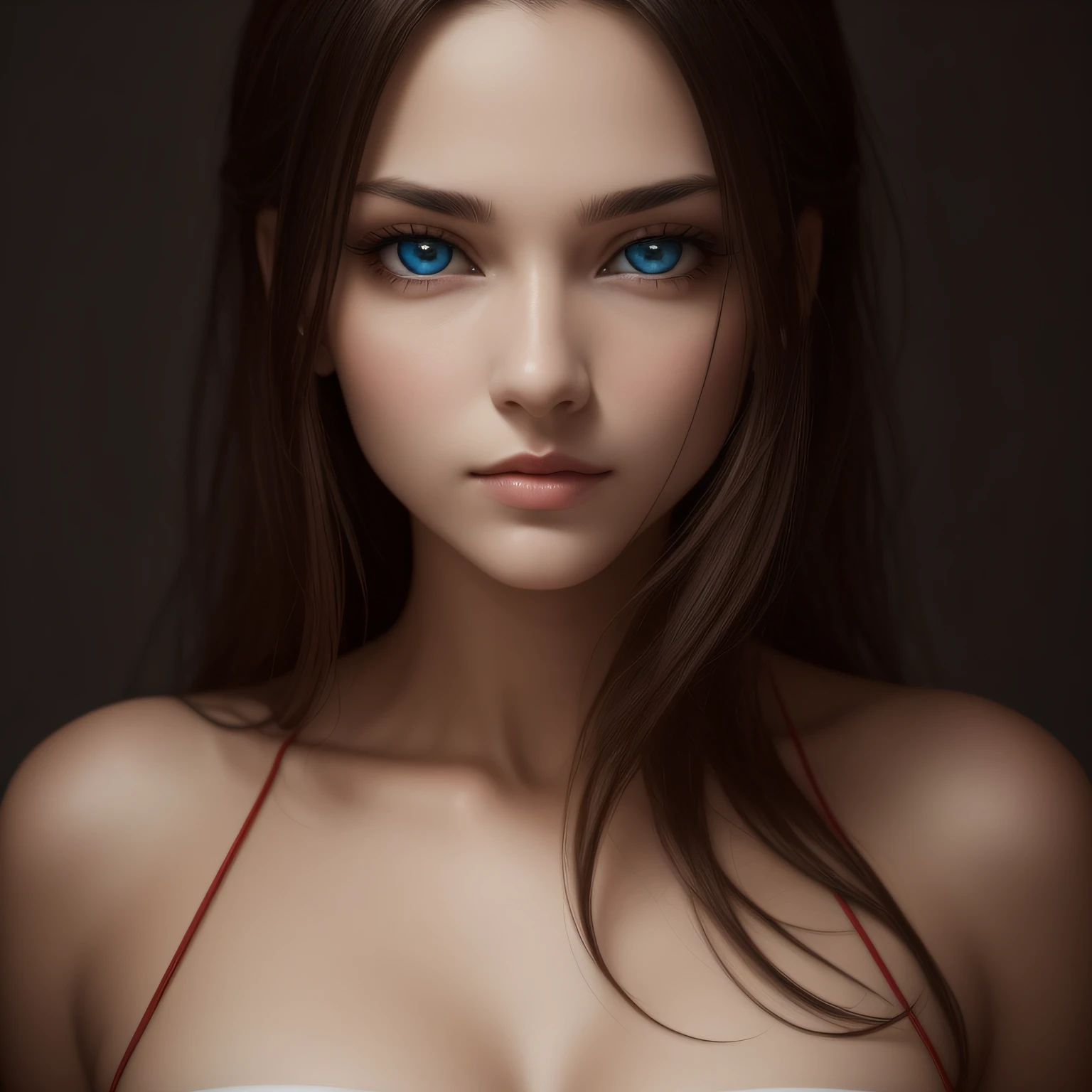 a woman, beautiful, sensual, looking at camera, seductive look, beautiful eyes, symmetrical (masterpiece, high quality: 1.5)