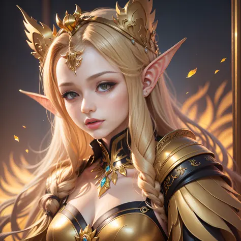 Golden Yellow, 3d Rendered Character Art 8K, Beautiful Fantasy Queen, 8k High Quality Detailed Art, Beautiful and Elegant Elf Qu...