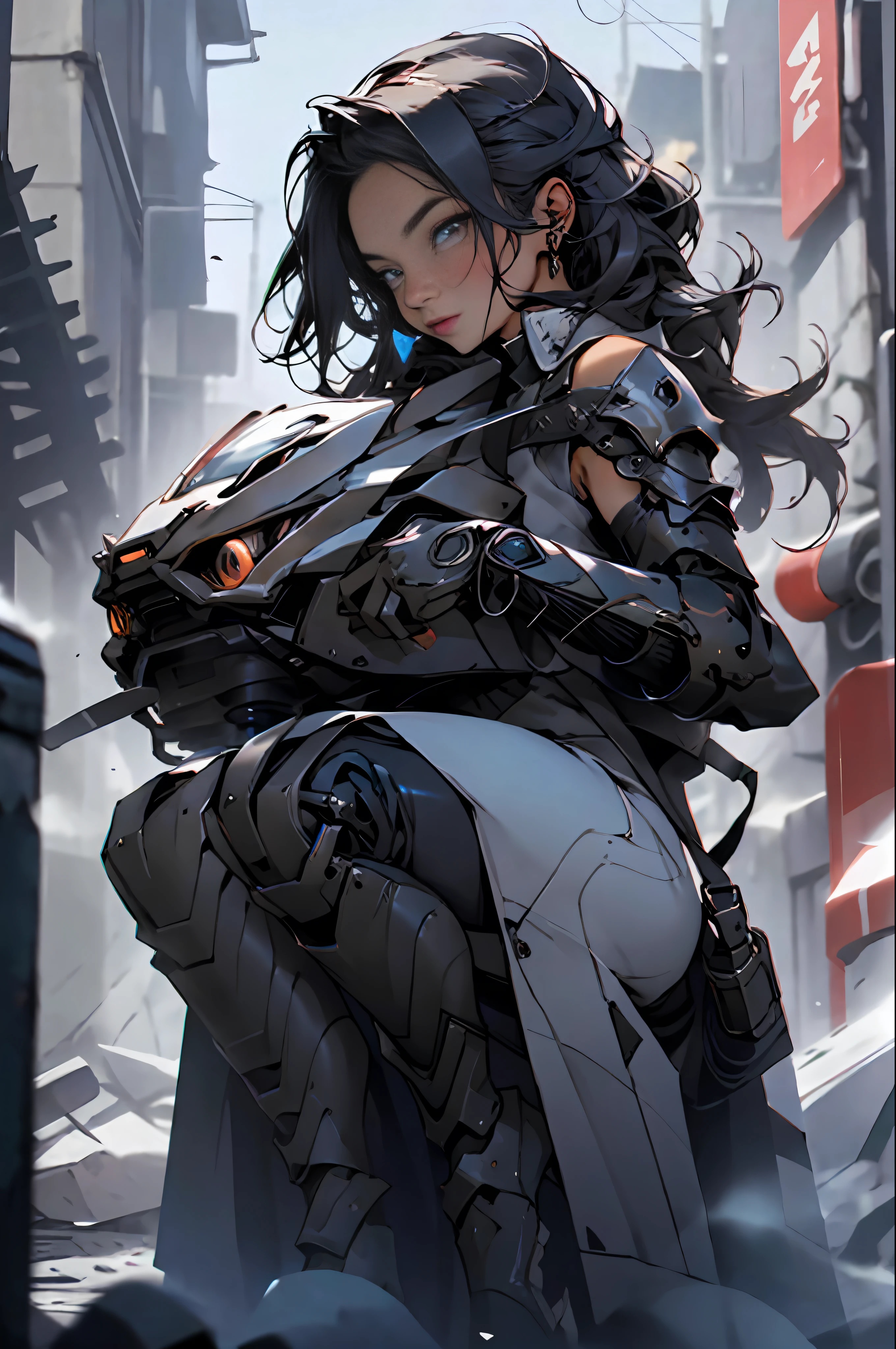 masterpiece, best quality, 1girl, solo, perfect face, looking at viewer, skin tight transparent vinyl, long blue hair, gray eyes, pale skin, shanyaogaoda, mecha,  pink armor with white part,  armor, helmet,  lineart, dimly lit, low key, sharp focus, octane, backlighting, machinery, backlighting, shiny clothes, mechanical legs, thrusters, flying, hair ornament,  high heels, shiny, artist name, standing, thighs, pink eyes, teeth, looking down, armored boots, cyborg, (big mechanical background:1.2), bare shoulders, lips, machine, The view from the bottom up, cosplay, RAW photo, delicate, best quality, (intricate details:1.3), hyper detail, finely detailed, colorful, 8k uhd, film grain, (studio lighting:1.2), (Fujifilm XT3), (photorealistic:1.3), (detailed skin:1.2)ultra high res, outside in the park with lake, best quality, photo, 4k, (photorealistic:1.4)