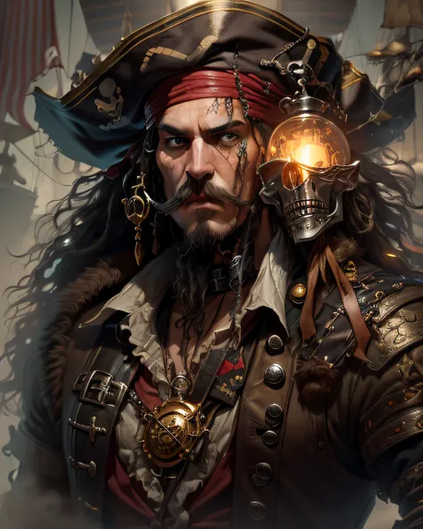 pirate captain, mustache, detailed, full clothes, angry face --auto ...