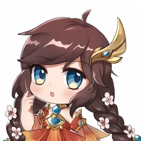 a cartoon girl with long hair and blue eyes wearing a red dress, chibi, inspired by Li Mei-shu, character art of maple story, ze...