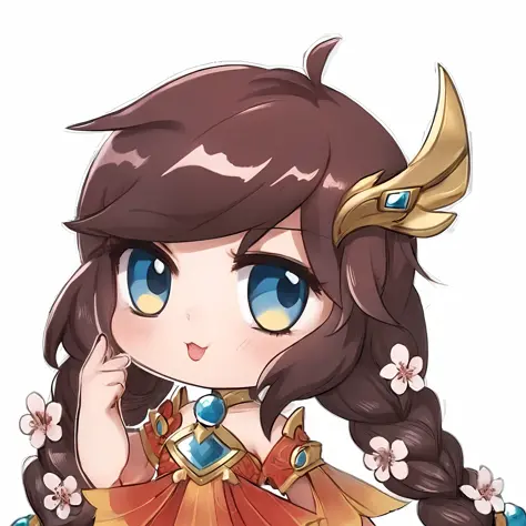 a cartoon girl with long hair and blue eyes wearing a red dress, chibi, inspired by li mei-shu, maple story character art, zenra...