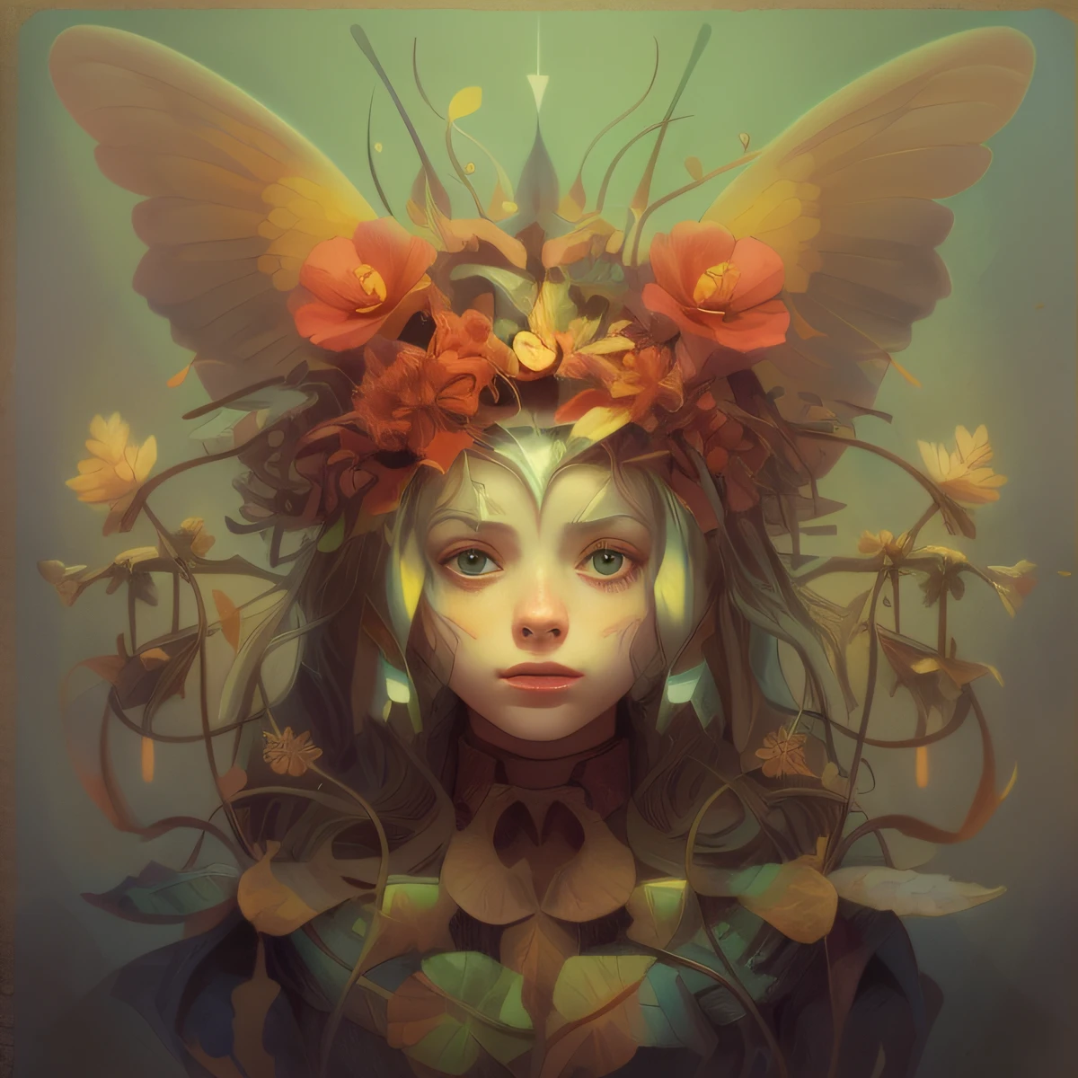 pintura de uma mulher com uma coroa de flores em sua cabeça, james jean e wlop, James Jean e Peter Mohrbacher, Beeple e Jeremiah Ketner, adrian borda, james jean andrei riabovitchev, tom bagshaw e sabbas apterus, preguiçoso |, tom bagshaw donato giancola, artgerm e james jean