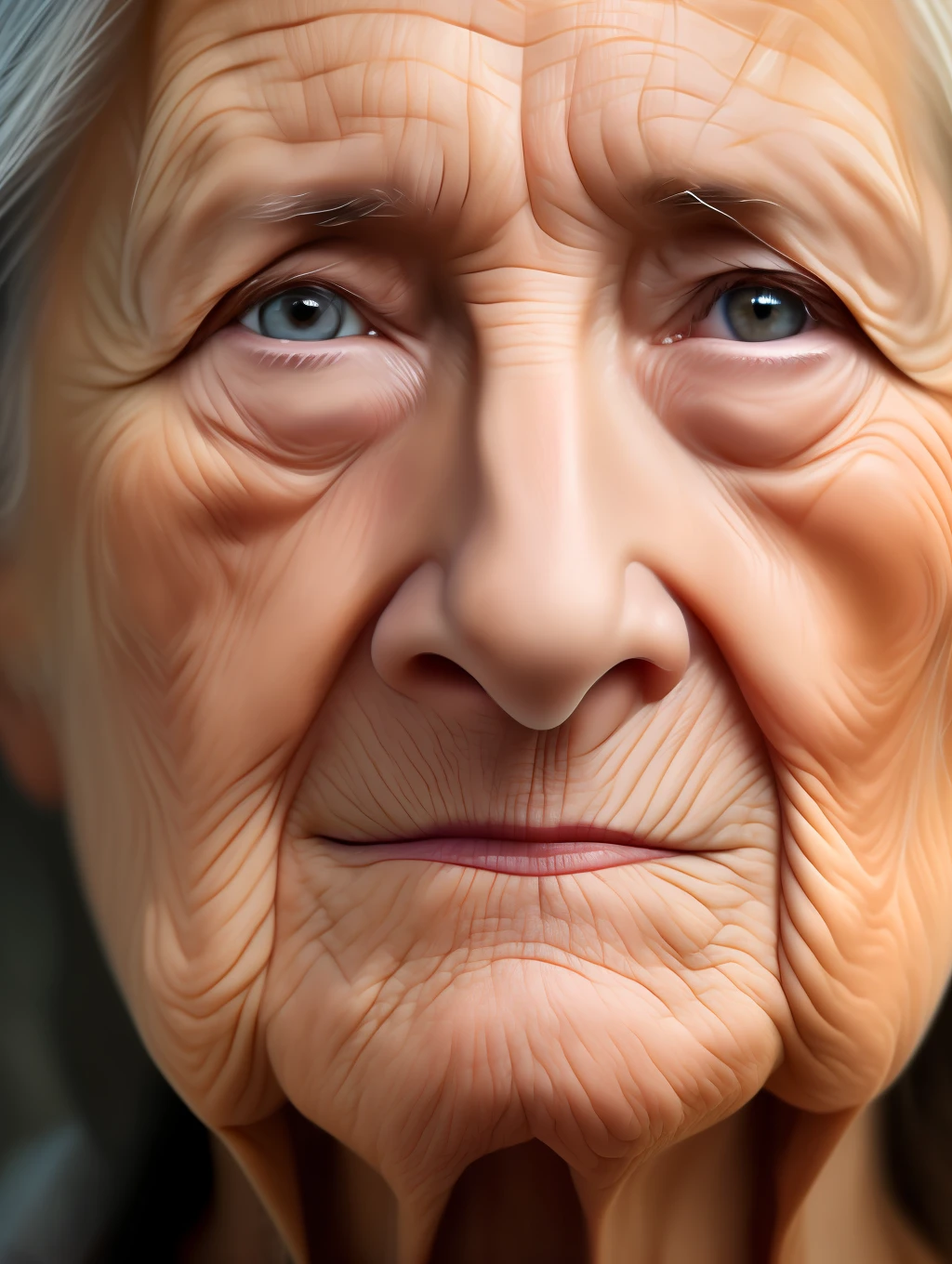 An old woman with a white hair and blue eyes - SeaArt AI