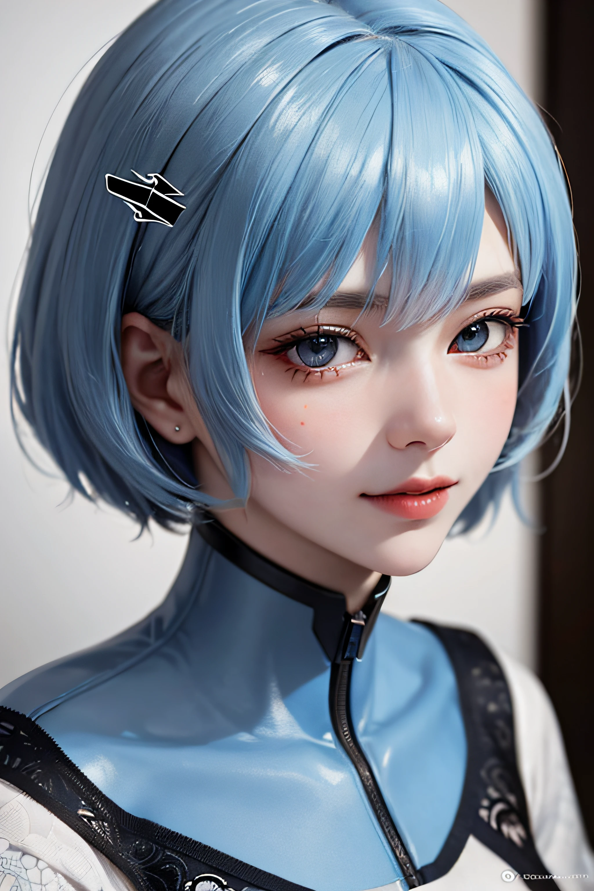 Masterpiece, Best Quality, 8K, Detailed Skin Texture, Detailed Cloth Texture, Beautiful Detail Face, Intricate Detail, Ultra Detail, Portrait of Rei Ayanami,; d, no background