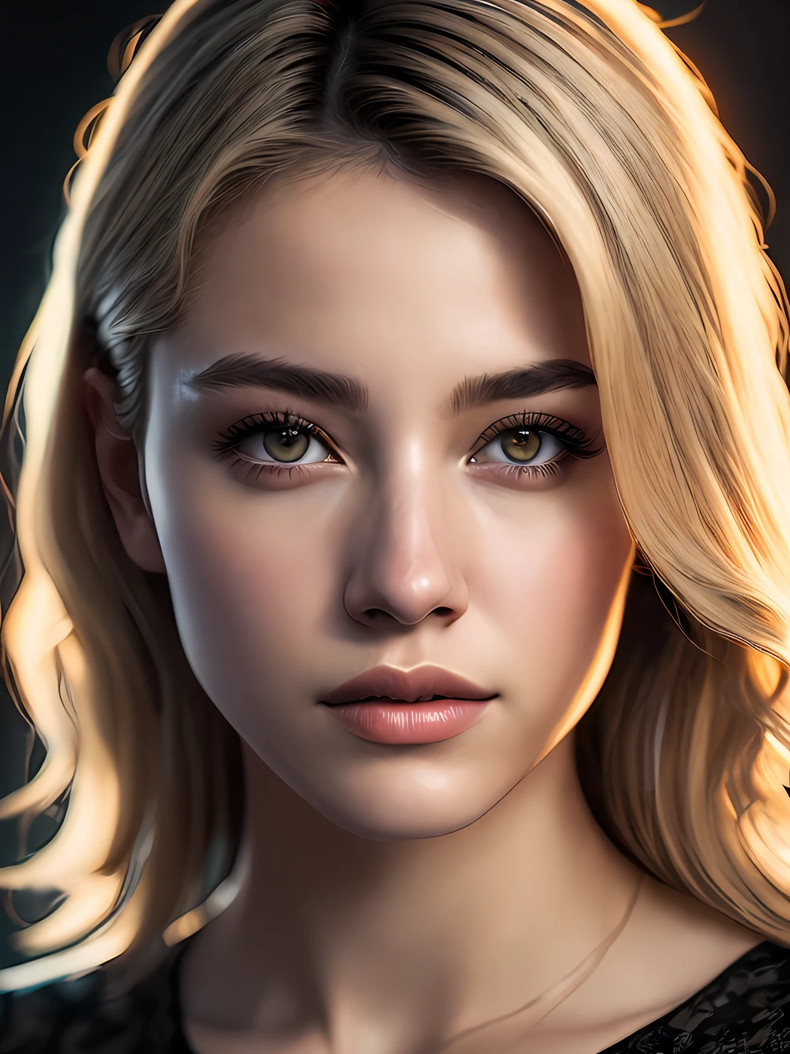 A woman, blonde hair, 30 years old, cinematic close-up portrait, 8k, hdr, ((intricate details, hyperdetailed)), (backlit: 1.3), (cinematic: 1.3), (ArtStation: 1.3)