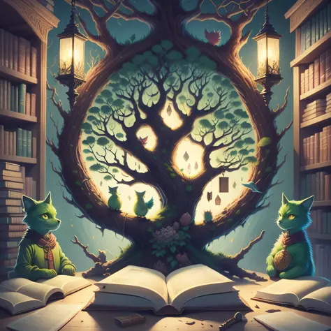 design a captivating book cover featuring a magical alphabet tree. the tree could be depicted with branches intricately shaped l...