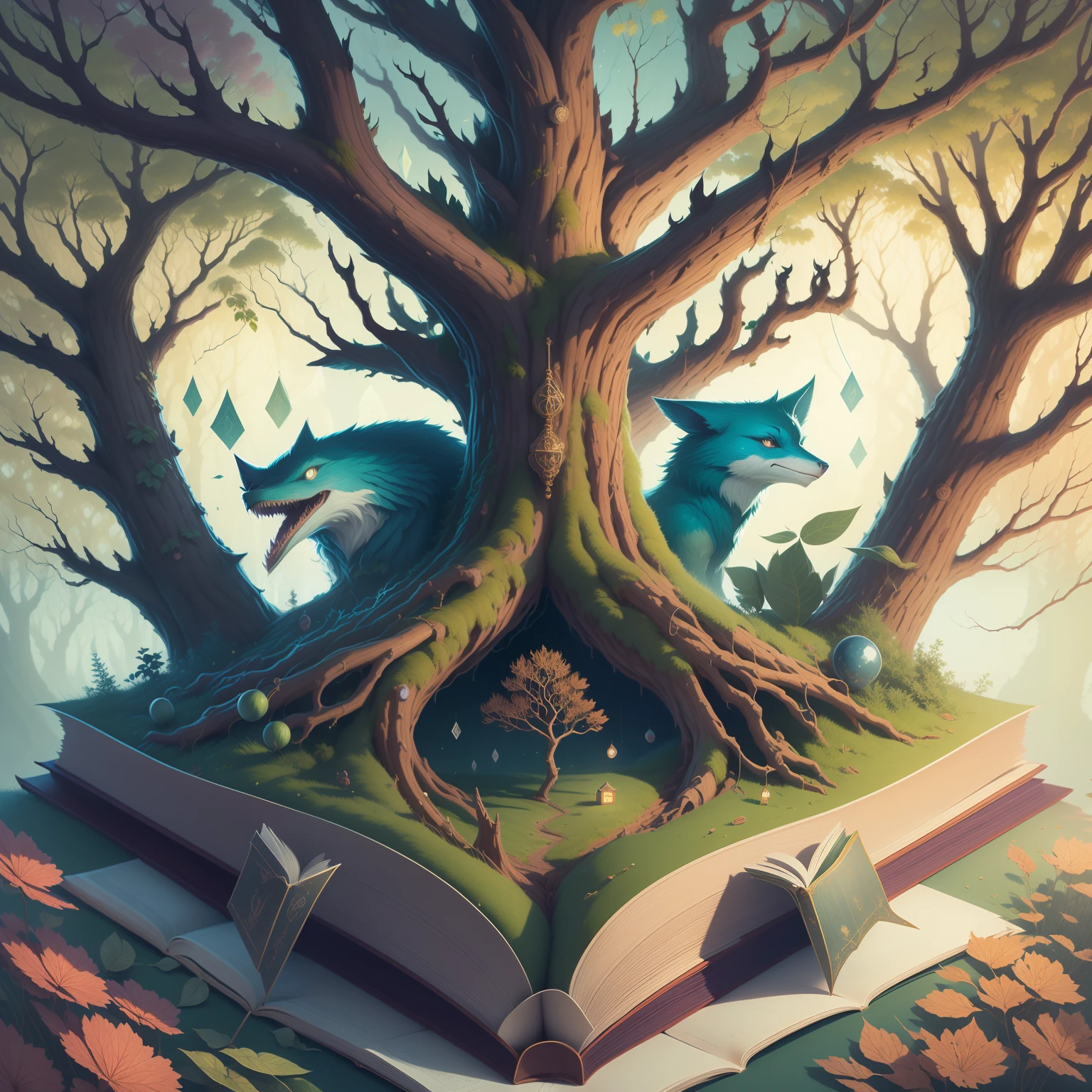 Design a captivating book cover featuring a magical alphabet tree. The tree could be depicted with branches intricately shaped like letters, and the fruits could be arranged to spell out the book's title or author's name. This graphic would be perfect for children's books, fantasy novels, or educational materials centered around language and literacy.