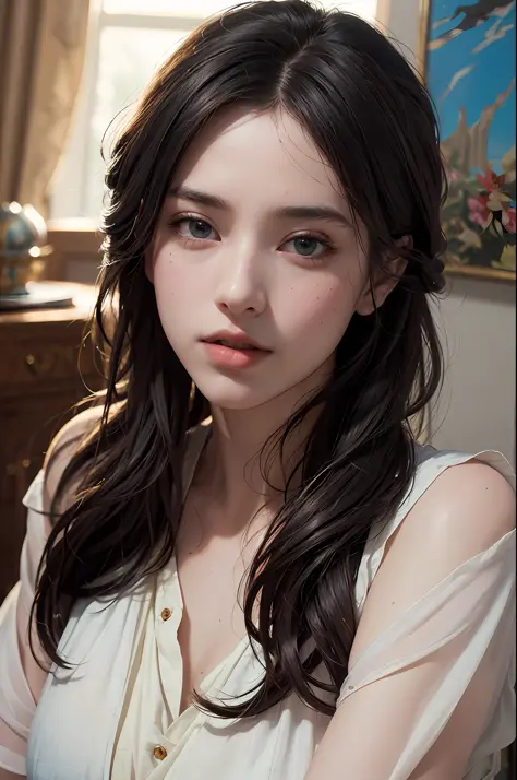 (RAW photo, best quality), (realistic, photo-realistic:1.3),best quality,highly detailed,masterpiece,ultra-detailed,illustration,1girl,upper_body,dynamic angle,world masterpiece theater,messy_long_hair,best quality,extremely detailed CG unity 8k wallpaper,...