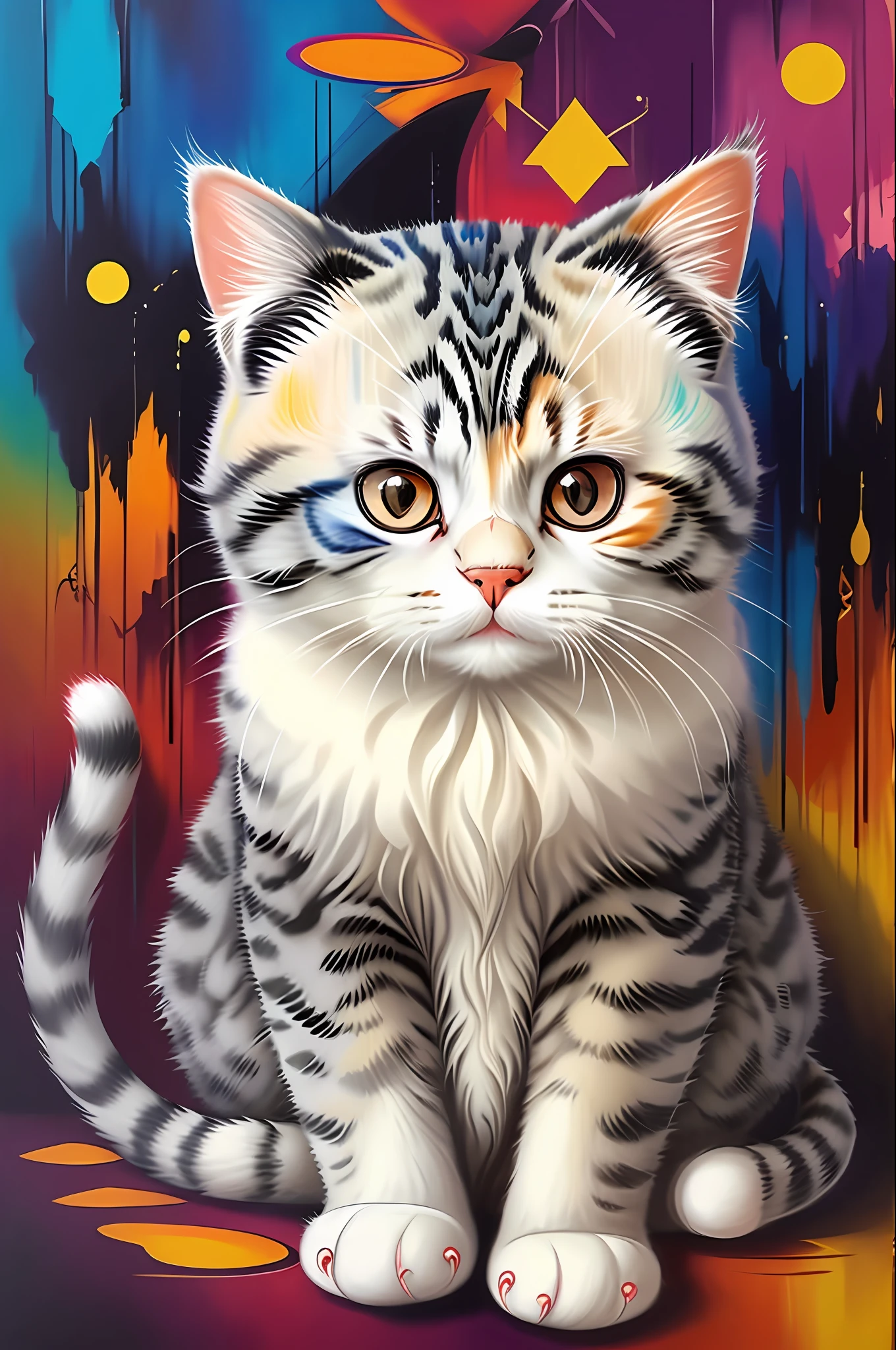 (dobra escocesa de gato )), Eduardo Kobra padding ,parede RETRATO geométrico multidimensional, arte, chibi,
Yang016k, lindo, colorida,
obras-primas, qualidade máxima, melhor qualidade, arte oficiale, lindo and aesthetic,