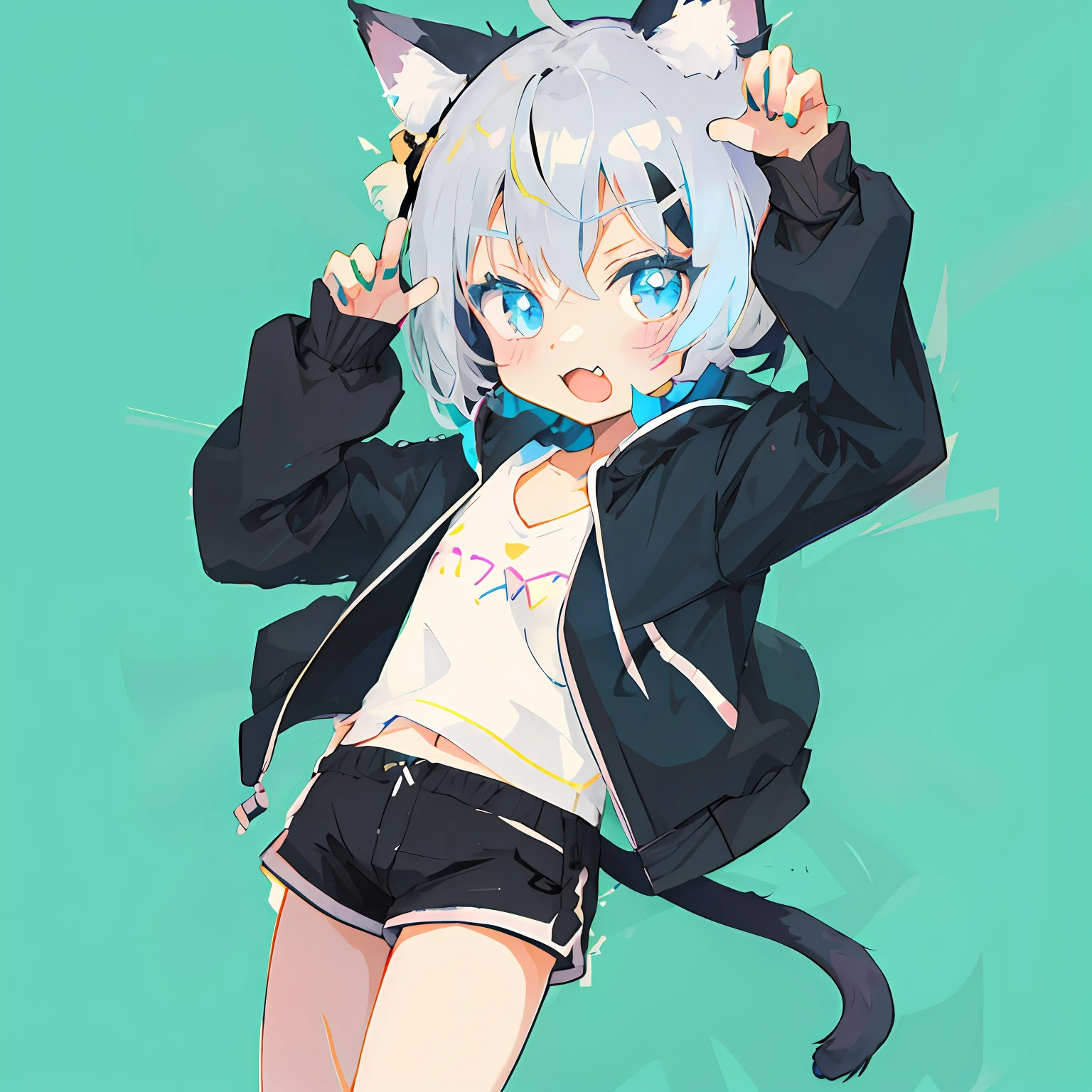 garota de anime com orelhas de gato and black shorts posing for a picture, bonitinho anime catgirl, anime catgirl, NYARUKO-SAN, garota de anime com orelhas de gato, menino com orelhas e rabo de gato, catgirl, anime cat, estilo de arte anime moe, neferpitou, attractive Garota gato, Garota gato, bonitinho!! chibi!!! catgirl, Nekomimi