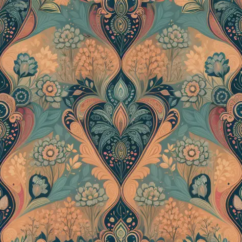 pattern, design, wallpaper, floral, iridescent, repeated, small, colorful, psychedelic, paisley pattern