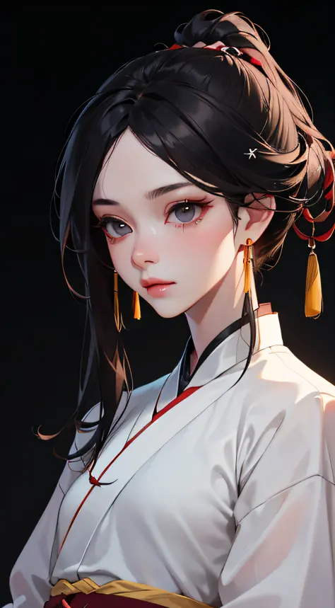 (Masterpiece, Top Quality, Best Quality), ((Wuxia World, Xiuxian, Chinese Wuxia,)), (1 Girl Solo), close-up, (Gentle eyes), (Hanfu, tulle streamer), (Hairpin, Long Black Hair), (Hanfu), Light Pink Lips, (Young), Earrings, White Skin, (Clear Facial Features...