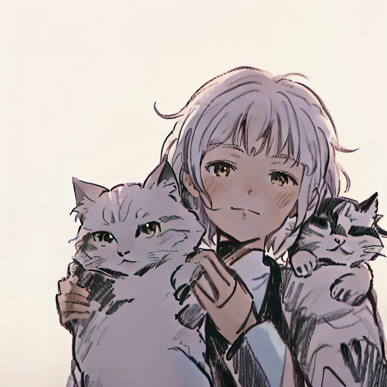 anime character holding two cats in front of a white background, cute anime catgirl, anime catgirl, anime cat, neferpitou, anime visual of a cute cat, by Eizan Kikukawa, catgirl, beautiful anime catgirl, natsume yuujinchou, by Kamisaka Sekka, guweiz, very calm and wholesome