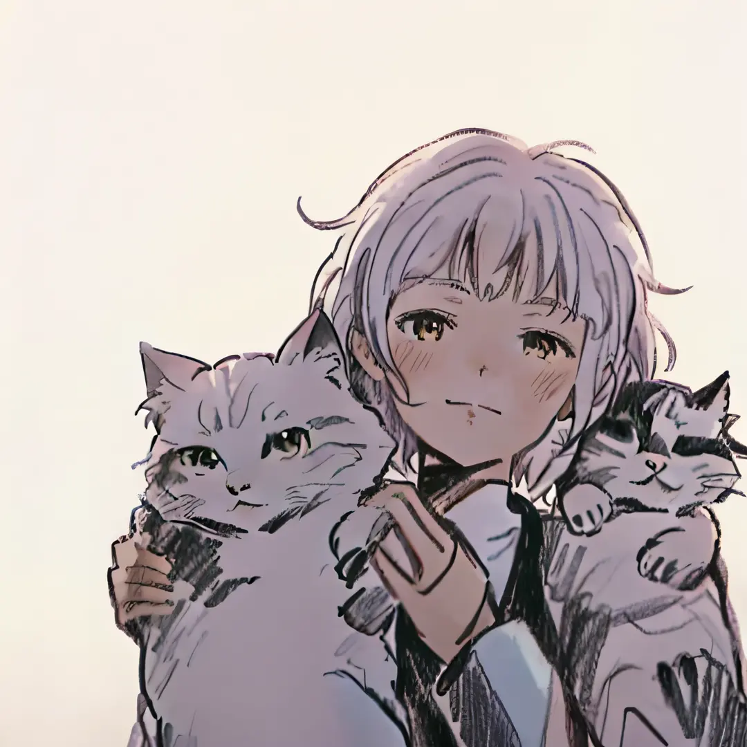 anime character holding two cats in front of a white background, cute anime catgirl, anime catgirl, anime cat, neferpitou, anime...