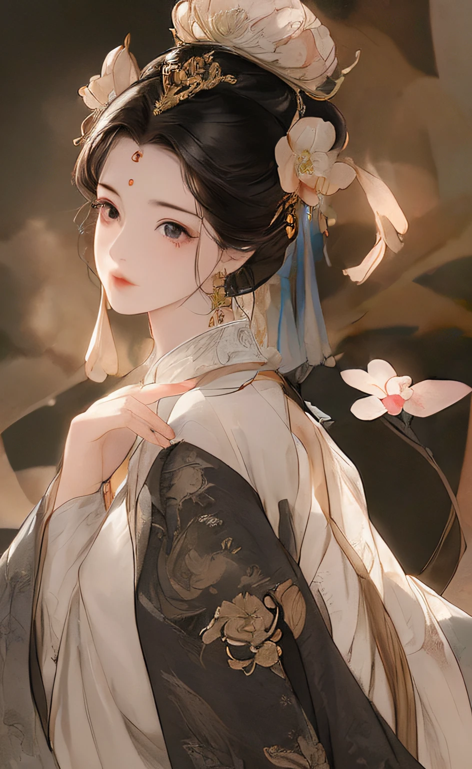 A girl, ancient Chinese costume, whole body, sunshine, clear face, clean white background, masterpiece, super detail, epic composition, ultra HD, high quality, extremely detailed, official art, uniform 8k wallpaper, super detail, 32k