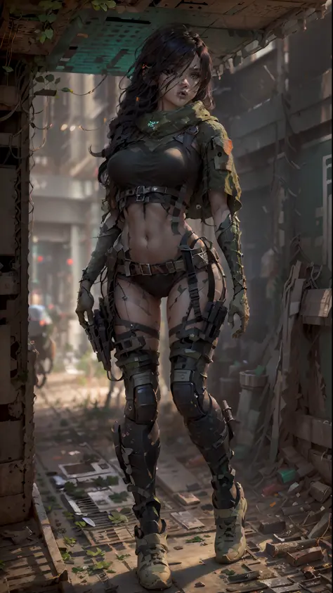 ((Best quality)), ((masterpiece)), (highly detailed:1.3), 3D, beautiful (cyberpunk:1.2) special forces, robort,female with thick...