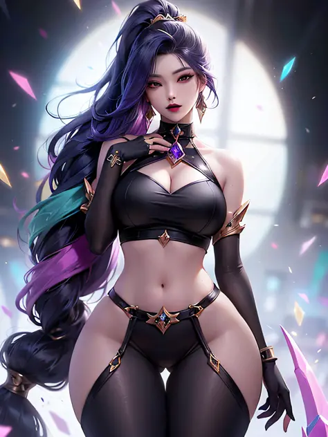 high detailed, 8k, highres, 1girl, jewelry, earrings, makeup, eyelashes, earrings, collarbone, collar, looking at viewer, (large breasts, thick thighs, thigh gap, wide hips, toned body),, ulzzang-6500, ultra realistic 8k cg, unparalleled masterpiece, absur...