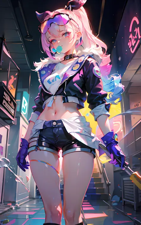 full body, 1girl, loli, solo, Eye focus,Masterfully crafted Glow, pink lens flare, Cinematic background,colourful, hyper details, hdr, ultra detailed eyes, mature, plump, rainbow painting drops,(supermodel:1.3), made up from paint, entirely paint, splat, s...