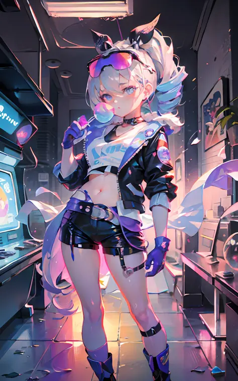 full body, 1girl, loli, solo, Eye focus,Masterfully crafted Glow, pink lens flare, Cinematic background,colourful, hyper details...