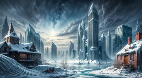 In the year 2100, a hauntingly beautiful and post-apocalyptic landscape stretches out before our eyes. The world has succumbed to a new ice age, where icy winds whip through the desolate remains of once-thriving cities. Nature's icy grip has transformed th...