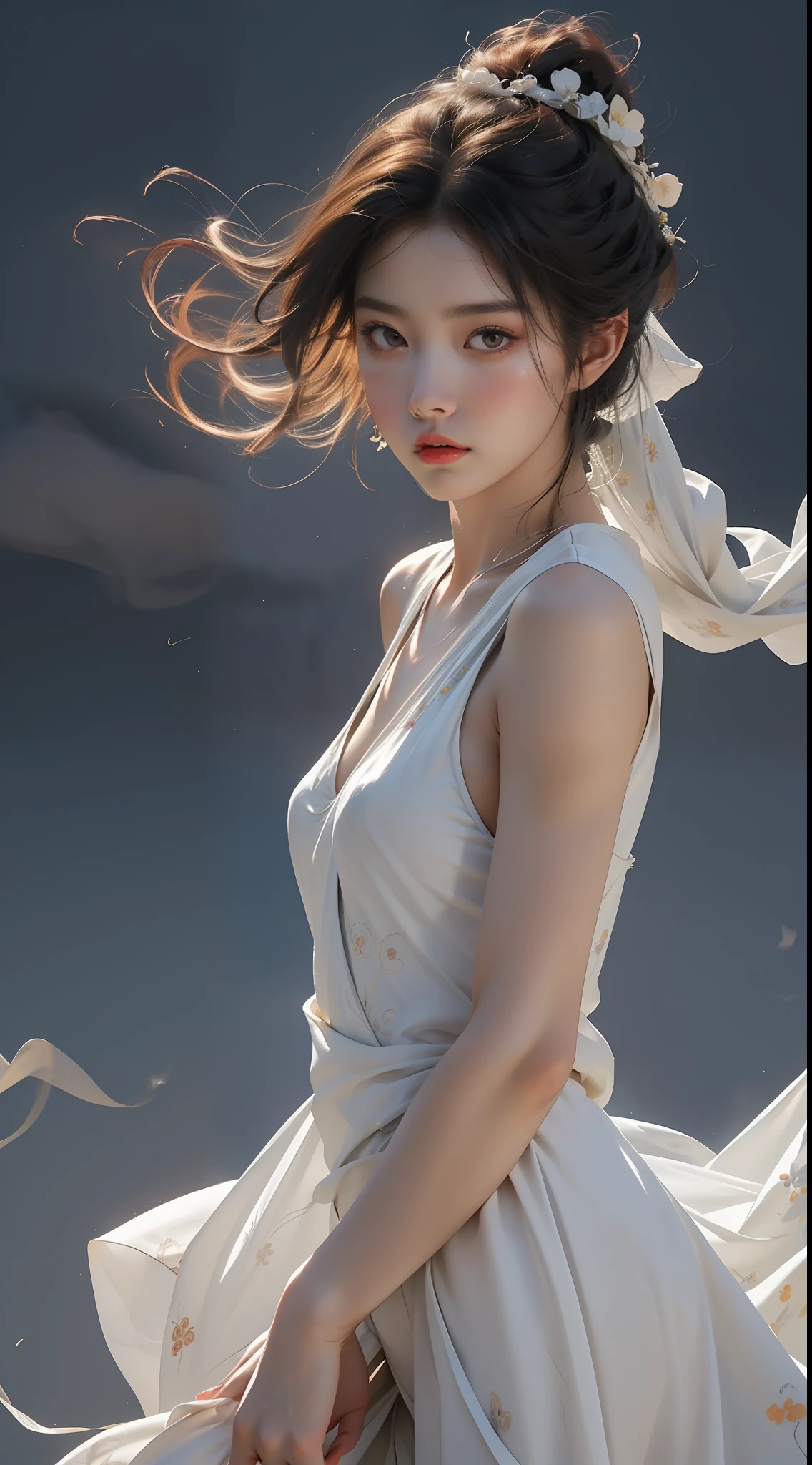 NSFW, Super High Quality, Masterpiece, Perfect Illustration, Extreme Details (Delicate Light and Shadow, Highly Dramatic Picture,)Zhong Hua, 1 Girl, Solo, Hanfu, Ancient_Chinese_architecture, Flower Field, Flowers, (White Smoke:1.3) (Realistic:1.4), Zen Entanglement, Mandala, Tangled, Official Art, Unity 8k wallpaper, super detailed, beautiful and beautiful, masterpiece, best quality, (Dynamic angle: 1.4), glowing skin, (Floating colorful flashes: 1) The most beautiful chaotic forms, elegant, brutalist design, bright colors, romantic depth of field exotic_dance, half_naked