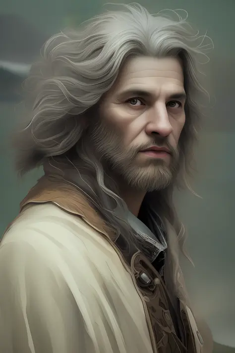 strict mountain-sized grandpa has a gray beard in icicles, wisdom, wind, gandalf, (poseidon:1.5), full growing, strong, kind grandfather, (baikal:1.5), Siberia, the lake, (god of water:1.5), scars, badass, long hair, Russian, night, high details, many poly...