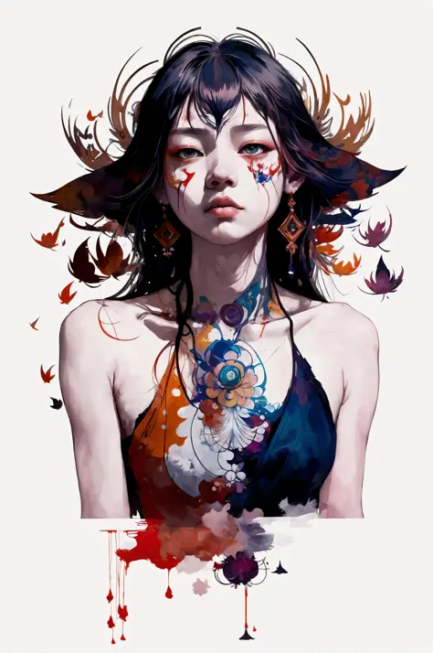 ( yae miko : 0.8  ) ,  there is ugliness in beauty, but there is also beauty in ugliness. in the style of adrian ghenie, esao an...