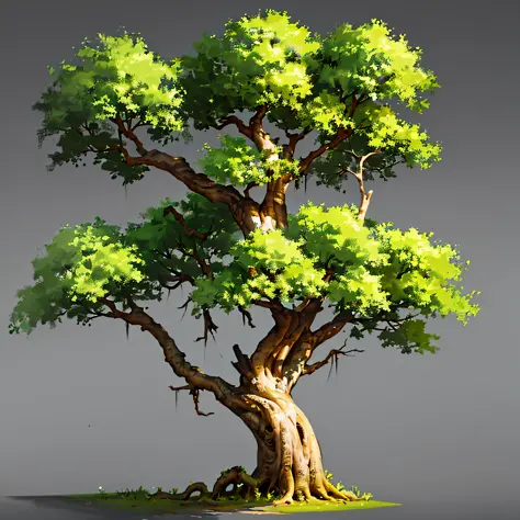 ((best quality)),single tree,complete,comfortable,reasonable structure,shock,high detail,abundant,8k,green,tree,reasonable light...