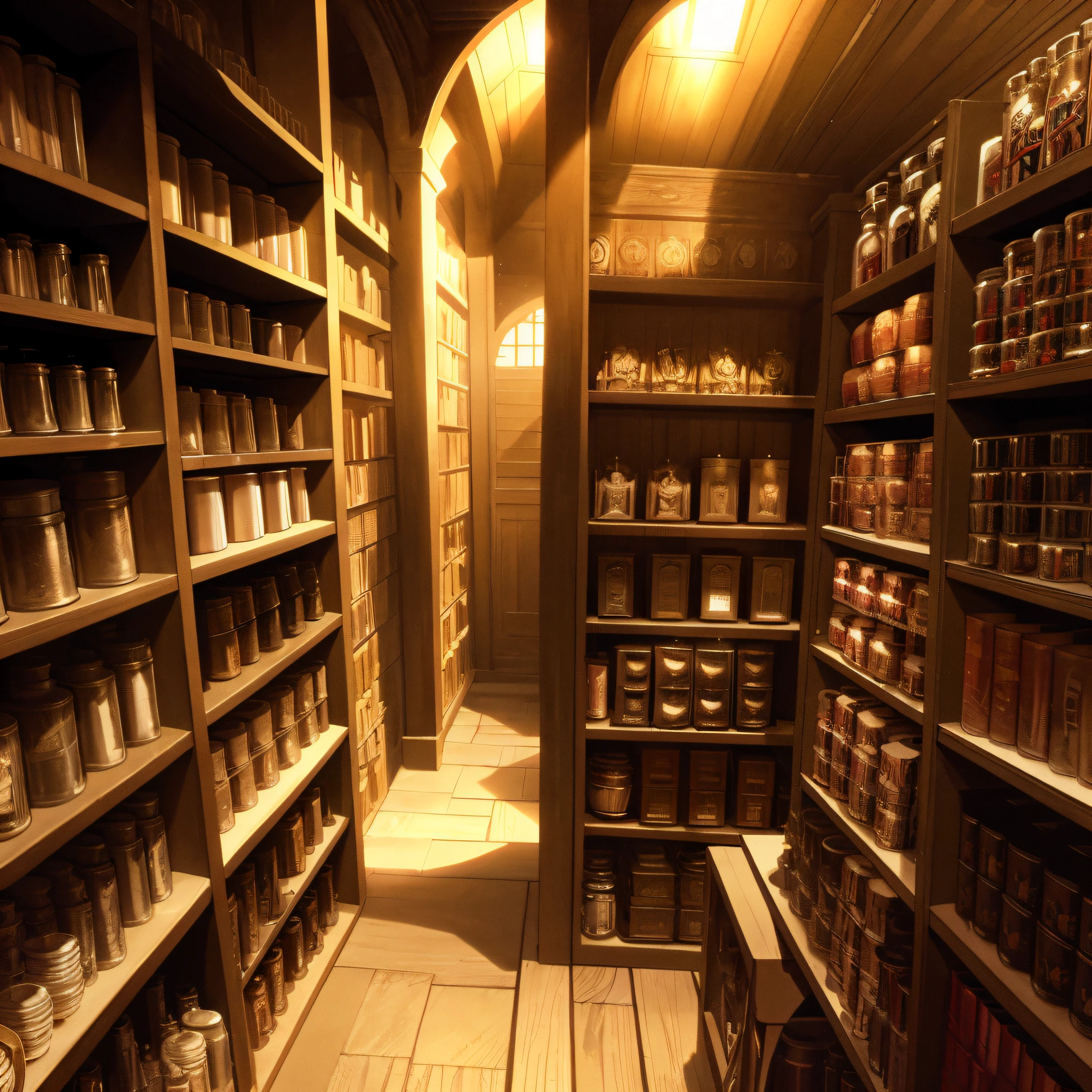 1860s historical setting magic store inside, harry potter, DIAGON ALLEY, textured, maximum_detail, peltate plate, no people