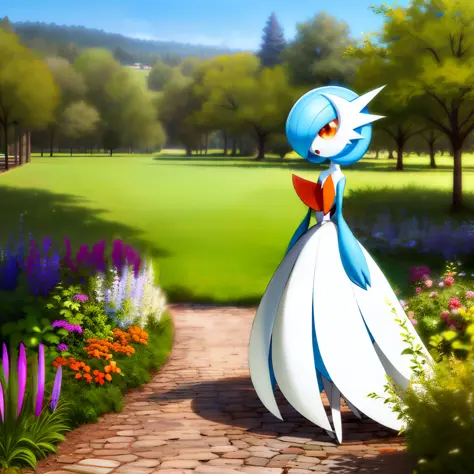 gardevoir, creatures \(company\), game freak, nintendo, pokemon, pokemon \(game\), bangs, colored skin, female focus, gen 3 poke...