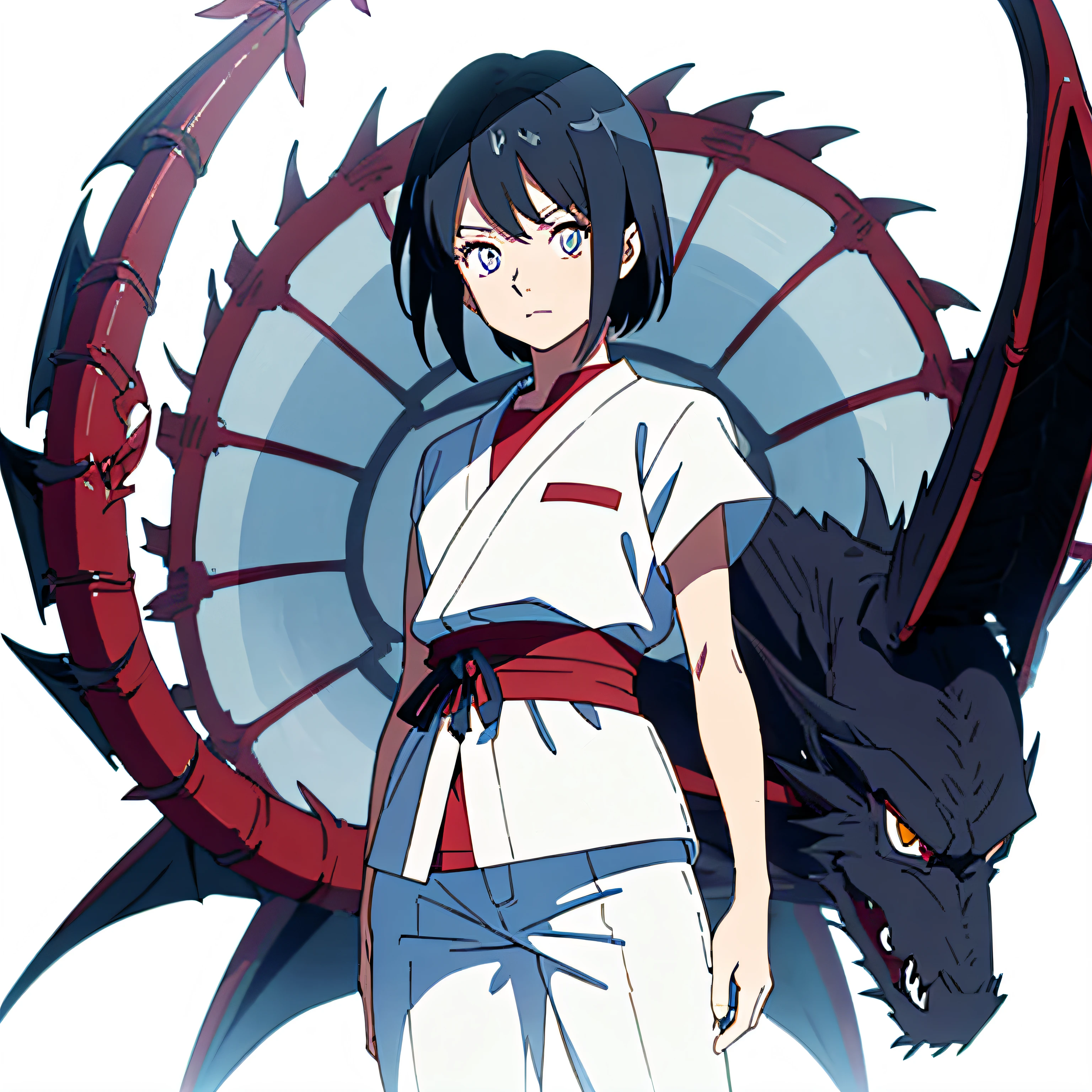 Anime character with dragon and dragon tail in front of her - SeaArt AI