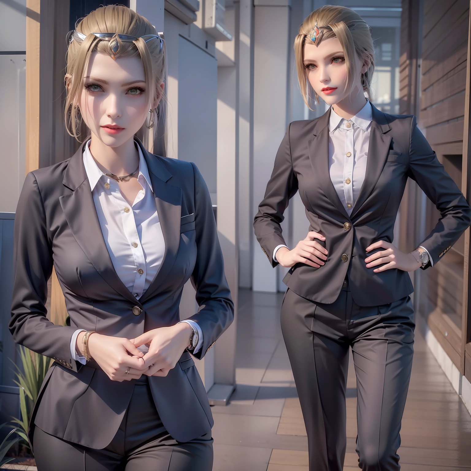 Black stockings, shirt, women's suit, OL, black trousers, short hair, workplace trousers, office, secretary, black suit, women's suit, women's suit