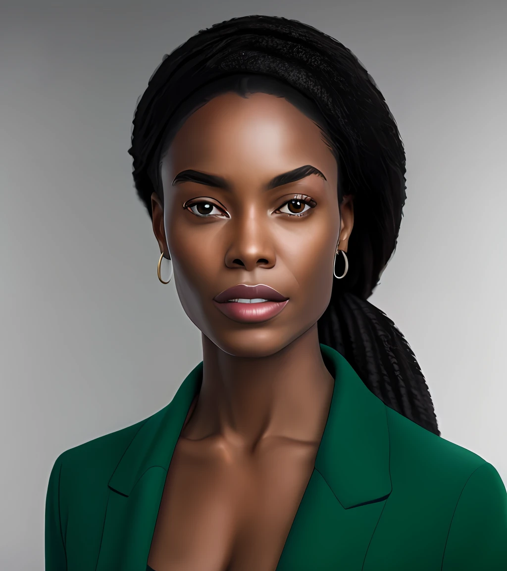 85mm, f1.8, black woman portrait in front, natural and slanted green eyes, prominent mole on one cheek, full bust, photorealistic, hyper-realistic, prayerful, super detailed, intricate, dramatic, studio lighting, white background, shadows, high dynamic range, full body