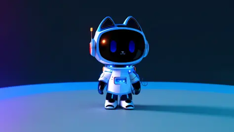 astronaut cat, robot cat, cute 3d rendering, space cat, blueshift rendering, cat robot, cute humanoid robot, cat in space, robot cat, depicted as 3d render, full robot, cyberpunk, render in blender,