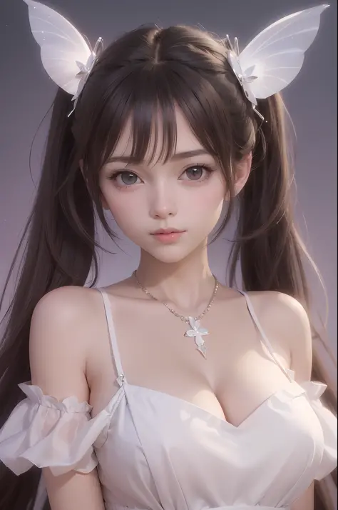 a close up of a woman with long hair wearing a white dress, guweiz, artwork in the style of guweiz, smooth anime cg art, realist...
