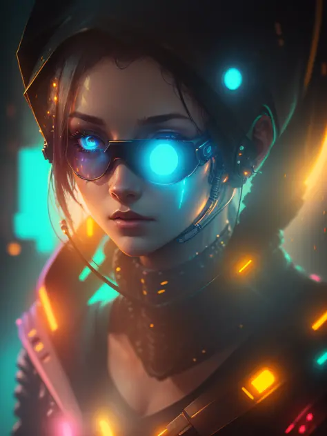 "(((a cyberpunk image of a pretty girl with cybernetic implants, with shades of wine and baby blue, highly detailed, realistic a...