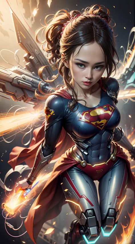 ((Best quality)), ((Supergirl's masterpiece)), (highly detailed:1.3), 3D, beautiful, (cyberpunk:1.2), in space, nebulous, holdin...