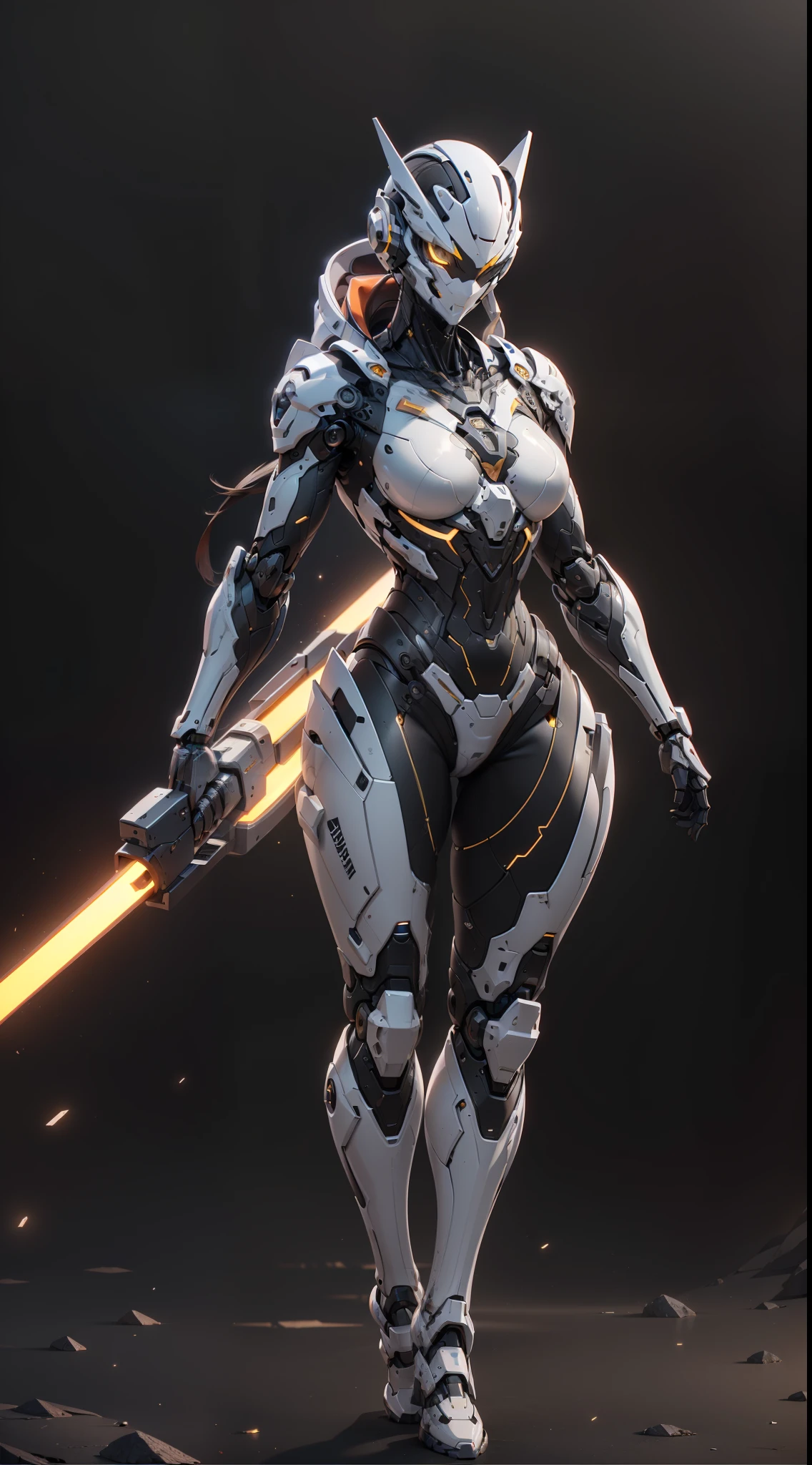 (1.5 in the front), (1 mechanical girl: 1.5), full body, solo, slender waist, thick thighs, (mechanical joints: 1.2), (mechanical limbs: 1.1), (blood vessels connected to tubes), (mechanical vertebrae attached to the back), (mechanical neck attached to the neck), armored lights, mecha head mirror, (glowing arm: 1.5), (laser eyes: 1.5), fierce eyes, moles under the eyes, combat stance, back is yellow halo, glowing ring, jetpack, dynamic pose,
Color, HDR, Ray Tracing, NVIDIA RTX, Super Resolution, Unreal 5, Subsurface Scattering, PBR Textures, Post Processing, Anisotropic Filtering, Depth of Field, Maximum Sharpness and Acutance, Rule of Thirds, 16k Raw, (Glow Particle: 1.4), Extremely Detailed CG, Unity 8K Wallpaper, 3D, Cinematic Lighting, Lens Vires, Reflections, Sharp Focus, Cyberpunk Art, Realistic, Highly Detailed CG Illustration, Extremely Delicate and Beautiful, Cinematic Light, (Realistic: 1.5), (dark background:1.5), dynamic angle, masterpiece, best quality, hyper detail, illustration, detail light, dramatic_shadow,face shadow, extra detail, best performance, (nsfw:0.9)