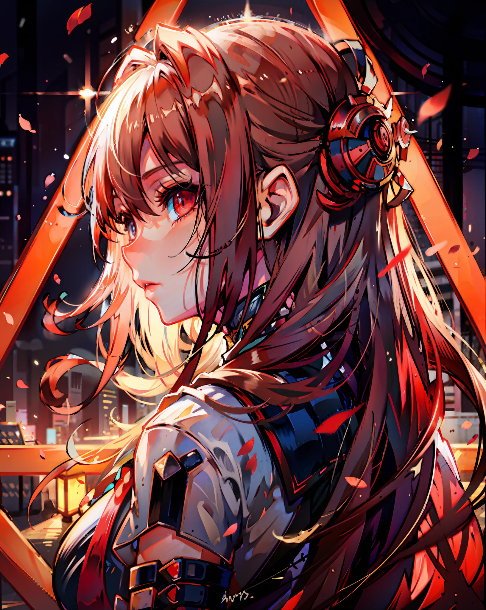 anime girl aux cheveux longs et aux yeux rouges debout devant une ville, Meilleur fond d&#39;écran anime 4k konachan, style animé 4k, fond d&#39;écran animé 4k, fond d&#39;écran animé 4k, fille animée cyberpunk, digital art animé cyberpunk, art animé cyberpunk, fond d&#39;écran d&#39;art animé 4k, fond d&#39;écran animé 4k, fond d&#39;écran d&#39;art animé 8 k, Fond d&#39;écran animé 4K