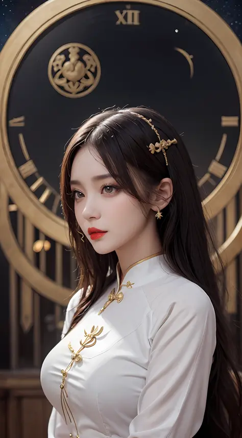 1 goddess of the zodiac from the future, wear the ao dai of the goddess of the zodiac to cover her chest, the goddess of the zod...
