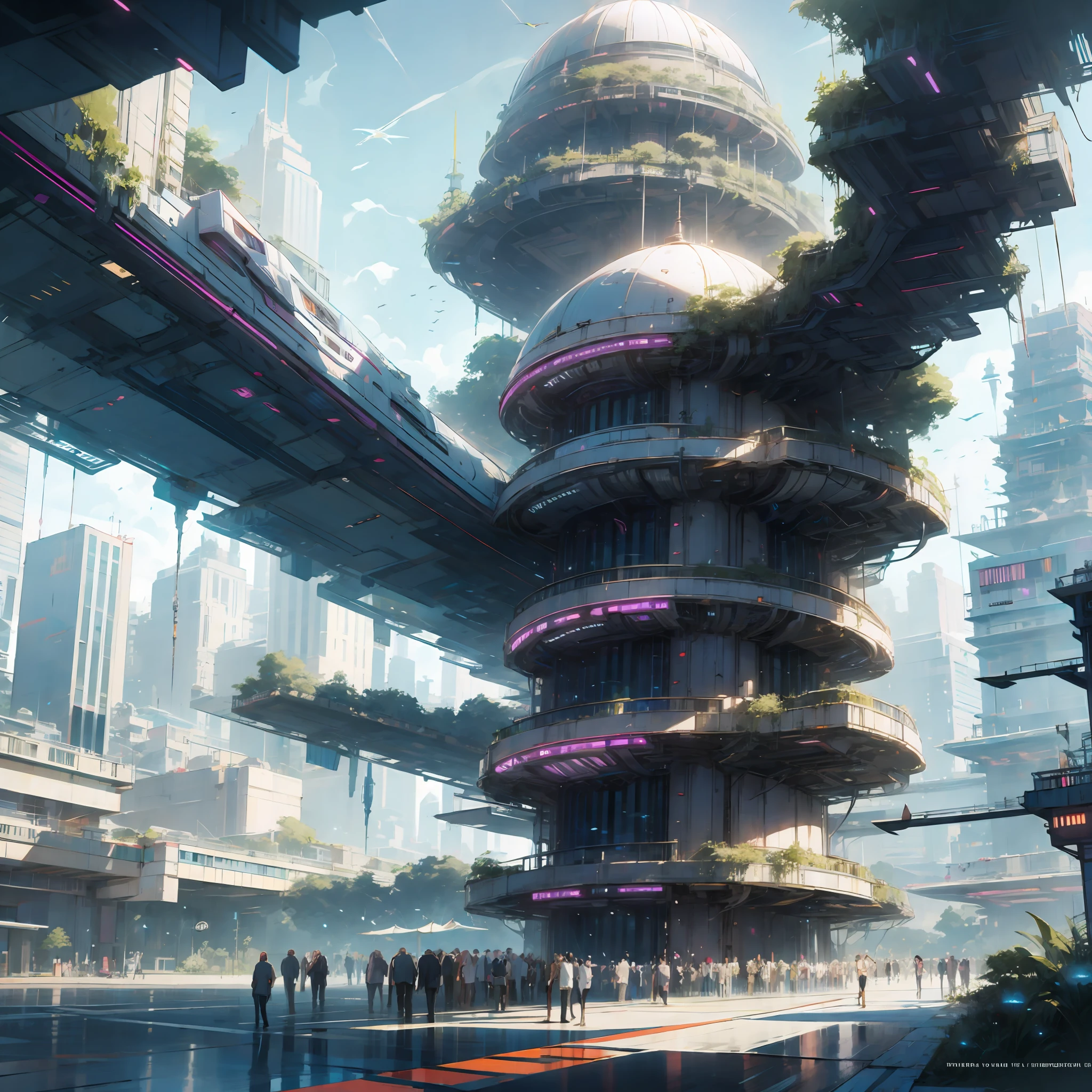 Wolkenkratzer der Cyberpunk-Zukunftswelt --auto