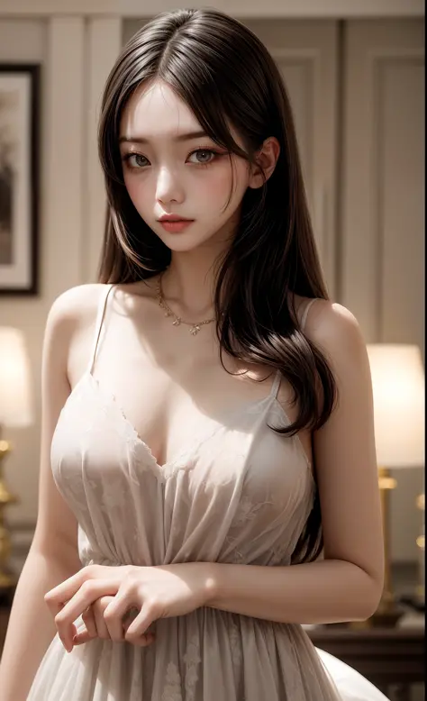 Korean women, goddess, perfect figure, long hair, delicate skin texture and fabric texture, detailed eye texture, long eyelashes...
