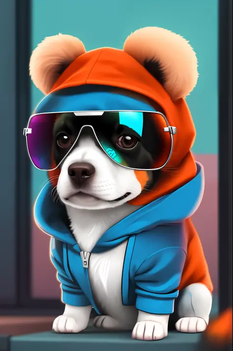 a close up of a dog wearing sunglasses and a hoodie, looking heckin cool and stylish, fursona wearing stylish clothes, furry dig...