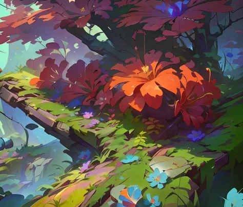 floral environment, detailed digital painting, digital painting concept art, high detail digital painting, colorful concept art,...